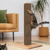 Tabby cat climbing tall Stak scratcher