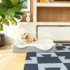 Dachshund laying down on Omlet Topology dog bed with sheepskin topper