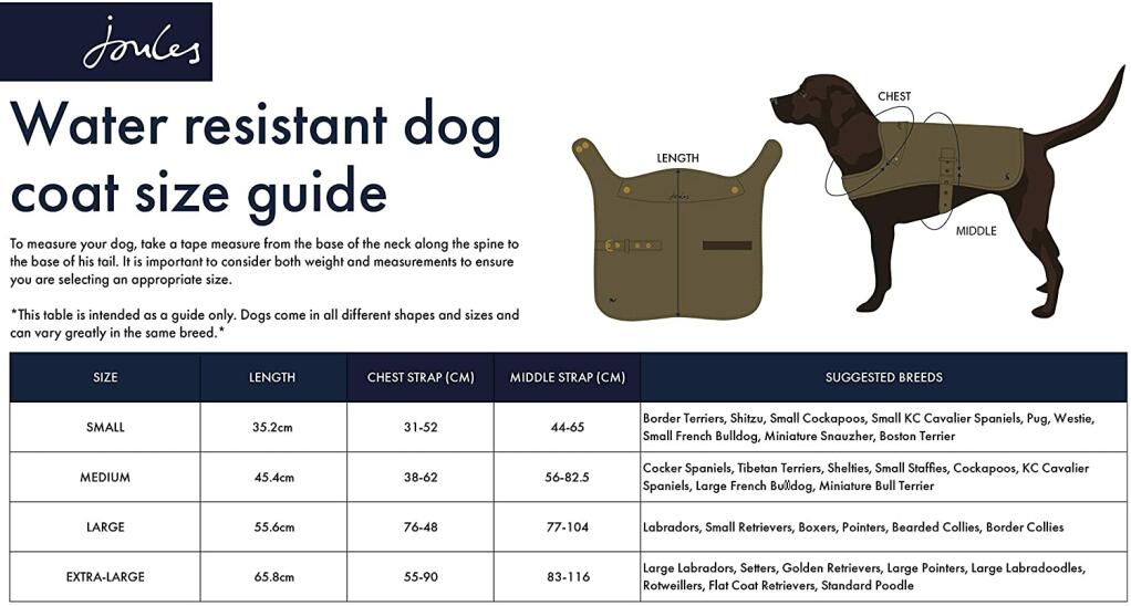 dog coat size guide