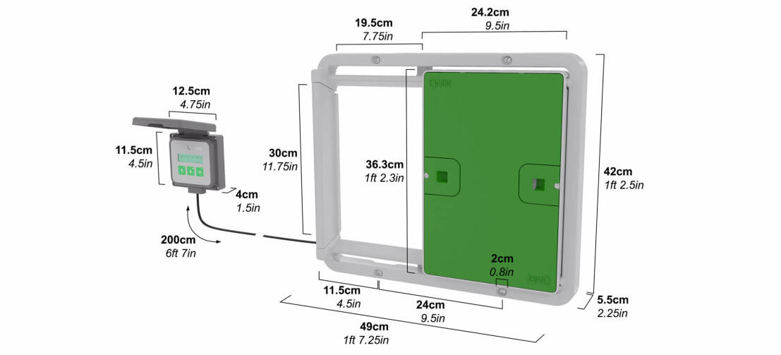 Automatic chicken coop door opener dimensions