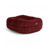 Omlet luxury super soft donut cat bed in ruby red colour