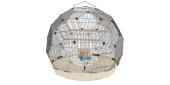 Omlet Geo bird cage with black cage and cream base