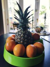 In this stylish bowl smaller fruits will never get squished by large ones :) 