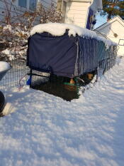 Omlet Eglu Cube large chicken coop and run with Omlet extreme temperature jacket on