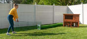 It’s quick to move a Zippi rabbit playpen to a fresh spot of grass.