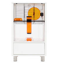 White Qute Gerbil and Hamster Cage with Storage