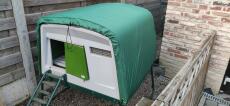 Omlet green Eglu Cube large chicken coop with Omlet extreme temperature jacket on