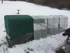 Omlet Eglu Cube large chicken coop and run with Omlet extreme temperature jacket on