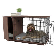Fido Studio 36 dog crate with wardrobe walnut