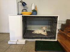 Dog laying in Omlet Fido Nook dog furniture