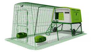 Eglu Cube Chicken Coop with Run (3m) and Wheels - Green
