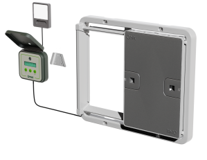 Automatic Chicken Coop Door with Coop Light - Grey (Power cable not included)