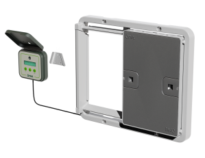 Automatic Chicken Coop Door - Grey (Power cable not included)