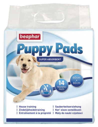 A bag of 14 puppy pads for dog training