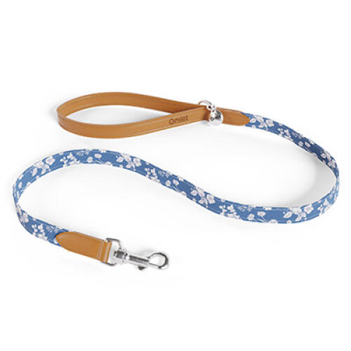 Dog lead in blue floral gardenia porcelain print by Omlet.