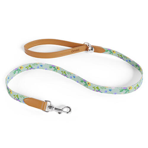 Dog lead in green and multicoloured gardenia sage print by Omlet.