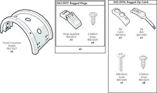 Boxed tunnel angled connector assembly