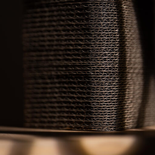 Detail of the Stak corrugated carboard scratching post
