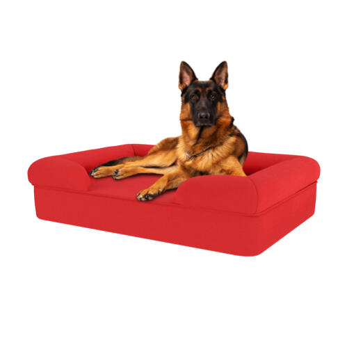 Large memory foam bolster bed - cherry red
