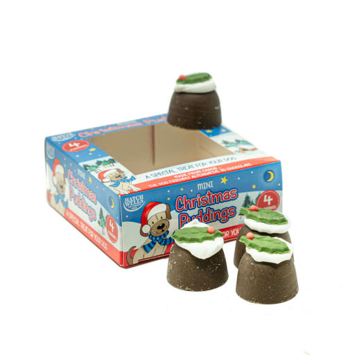 Christmas puddings for dogs out of the box