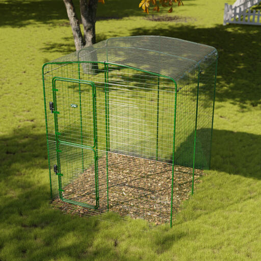 Clear cover in outdoor pet run in garden