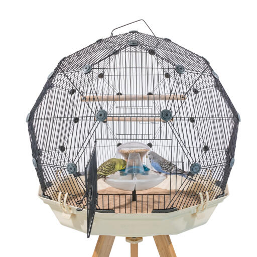 Geo bird cage feeder and drinker