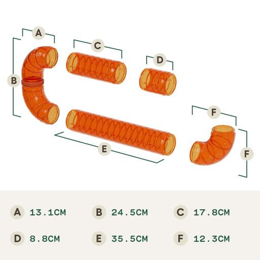 Hamster tunnels dimensions (cm)