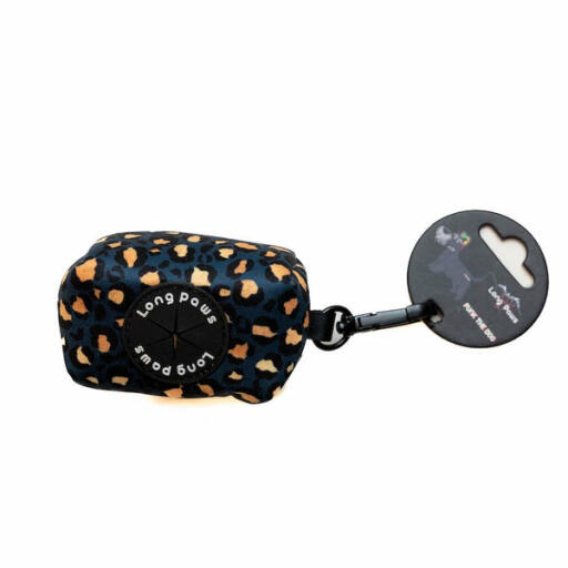 Long paws funk the dog poo bag pouch | leopard green & Gold