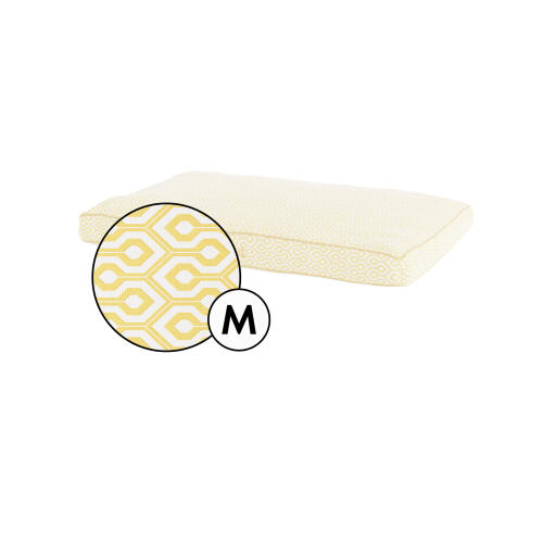 Medium cushion dog bed cover in honeycomb pollen print by Omlet.