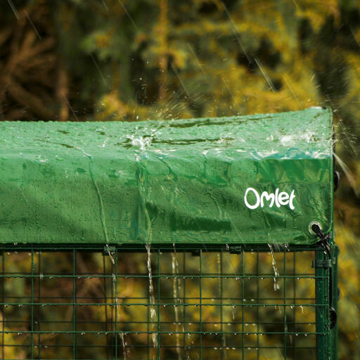 A close up of the heavy duty cover in the rain