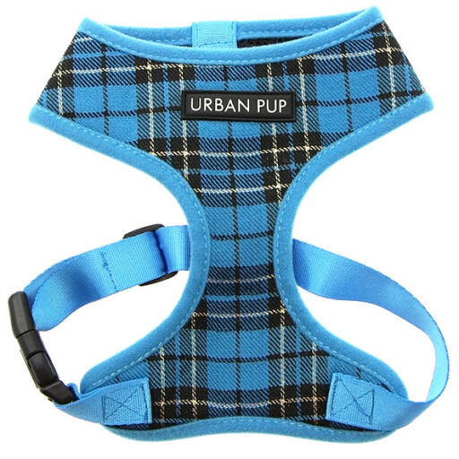 Urban pup blue tartan dog harness