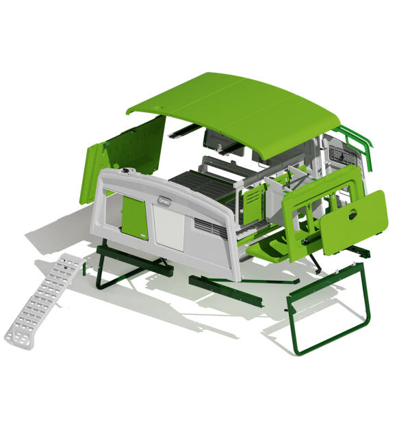 An exploded diagram of the Eglu Pro large chicken coop.