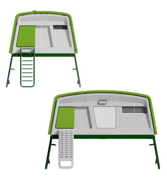 Eglu Cube Eglu pro chicken coop size comparison.