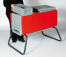 Red Beehaus with supers on top to show you how to set them up