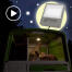 Chickens in Eglu Cube large chicken coop with coop light on