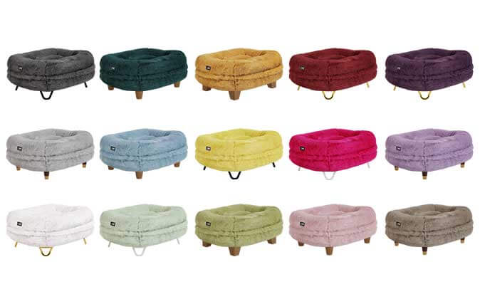 Maya Donut cat bed selection of fifteen colours and designer feet