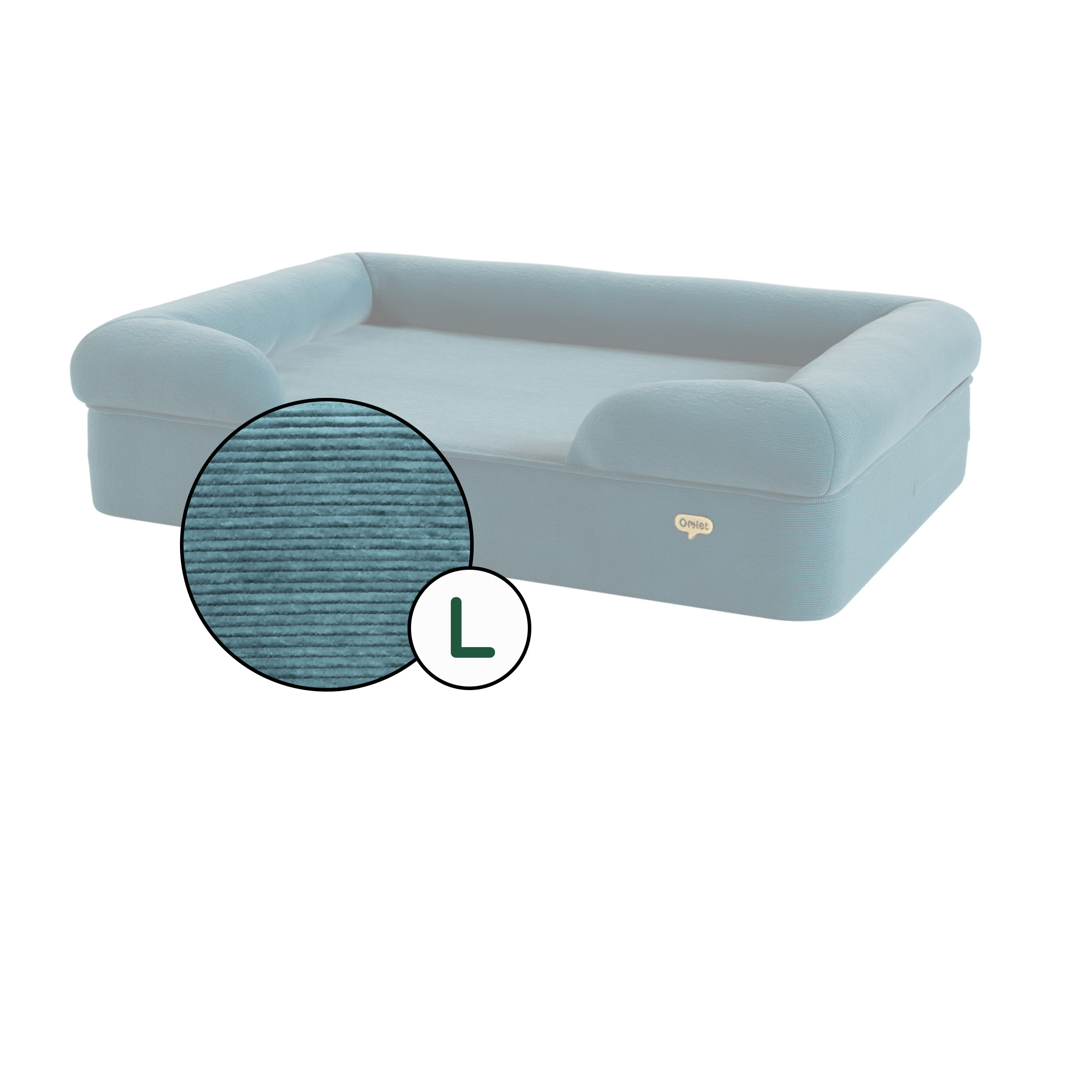 Bolster Dog Bed Cover Only Large Corduory Teal Omlet