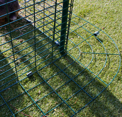 The Outdoor Rabbit Run has a detachable anti-tunnel skirt to prevent predators from digging in.