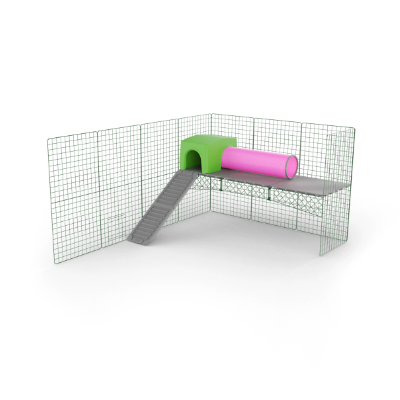 Zippi Rabbit Platforms - 3 panels with Green Shelter and Play Tunnel
